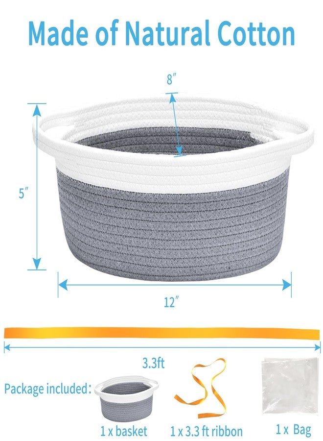 ABenkle Small Basket with Gift Bags and Ribbons, Empty Gift Baskets for Mother's Day, Decorative Boho Rope Woven Nursery Storage Organizer Toy Baskets with Handle for Baby Showers, 12"X 8" X 5" - Image 2